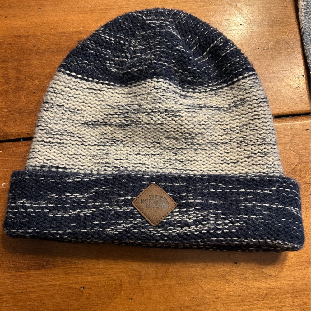 The North Face Blue and Gray Knit Beanie
